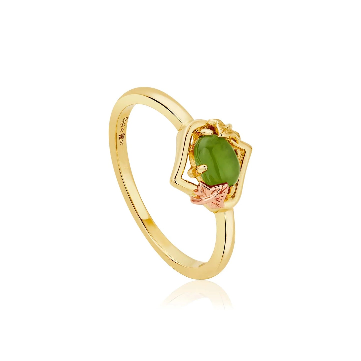 Clogau 9ct Gold Ivy Leaf Green Jasper Ring RRP £320.00 size O