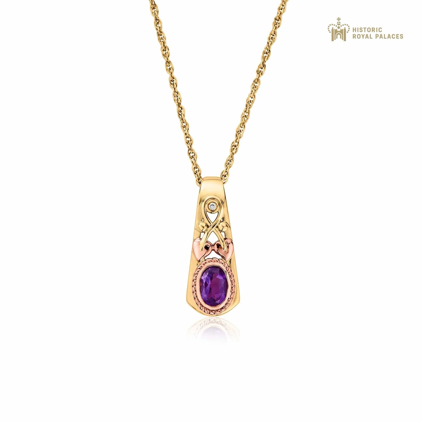 Clogau 9ct Yellow & Rose Gold Tree of Life Delphinium Amethyst & Diamond Pendant RRP £840.00