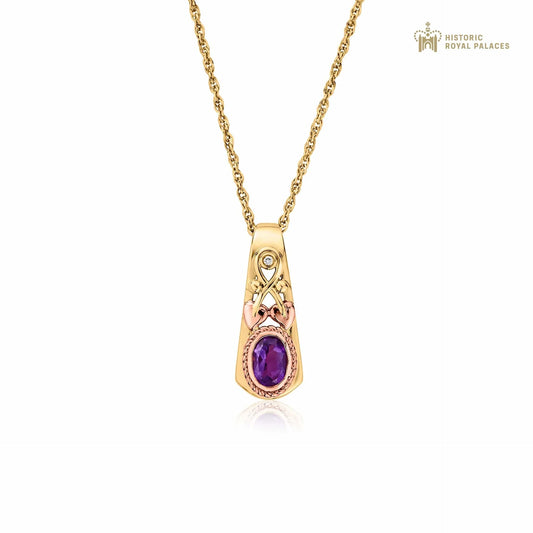 Clogau 9ct Yellow & Rose Gold Tree of Life Delphinium Amethyst & Diamond Pendant RRP £840.00