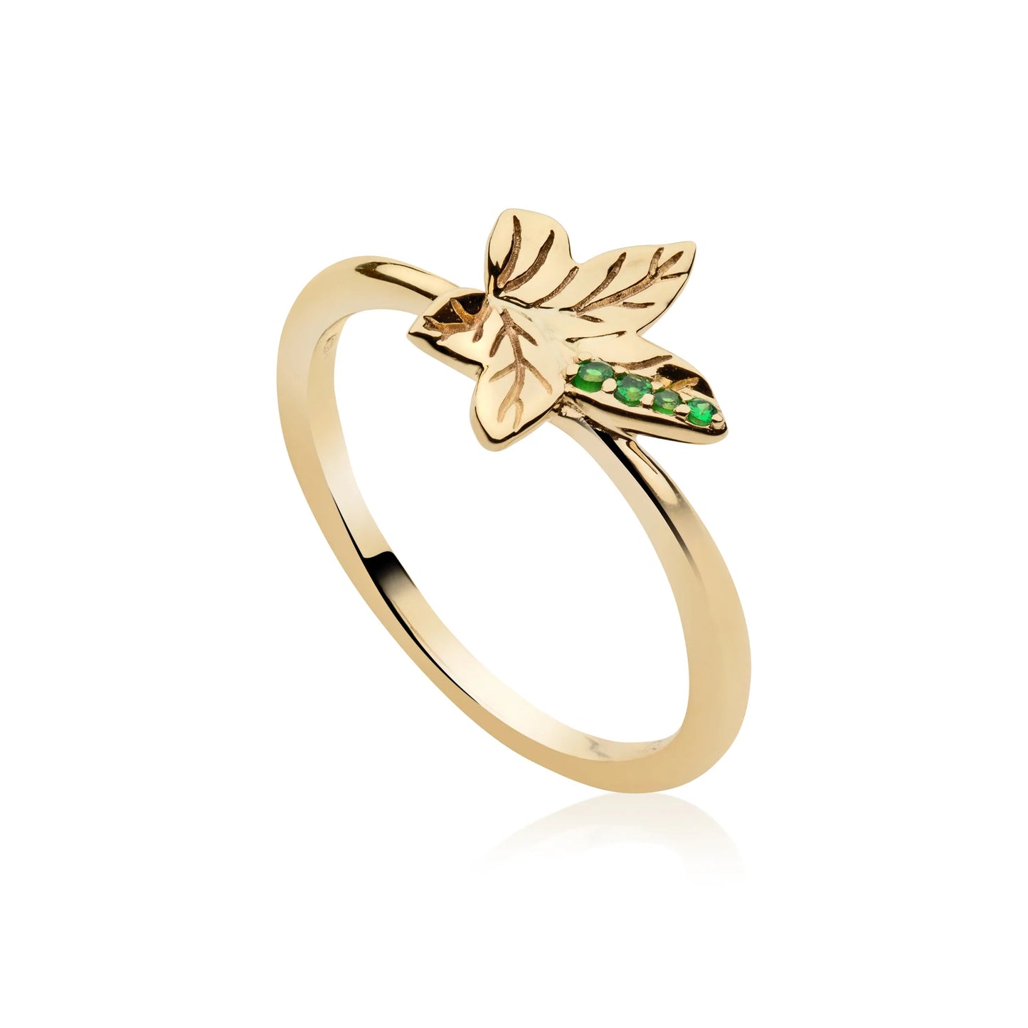 Clogau 9ct Yellow & Rose Gold Ivy Leaf Tsavorite Ring size O