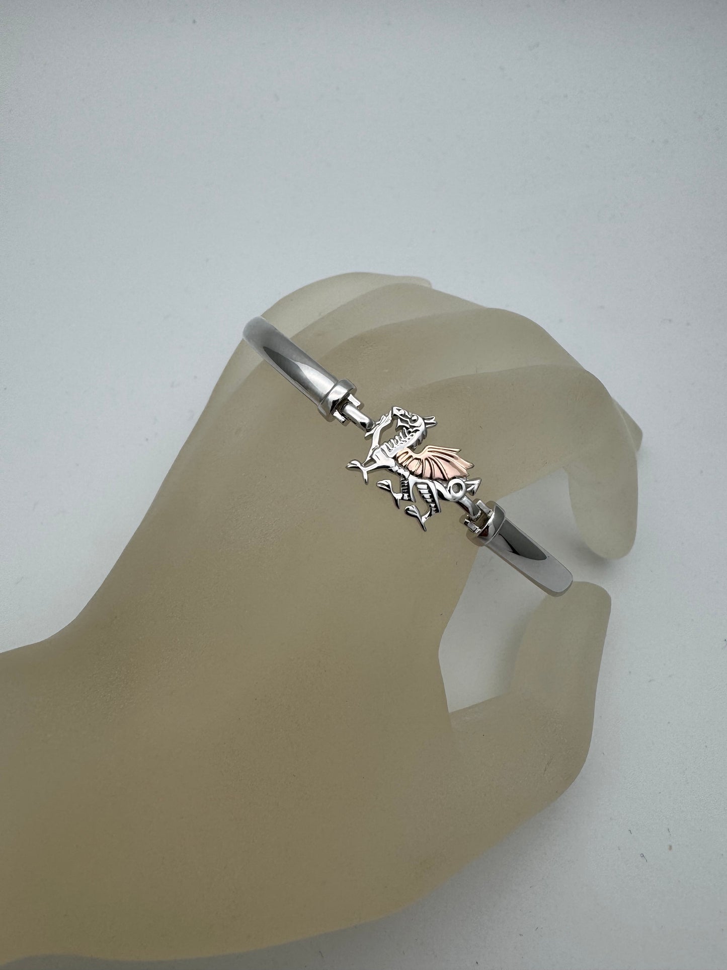 Clogau Sterling Silver & 9ct Rose Gold Welsh Dragon Bangle