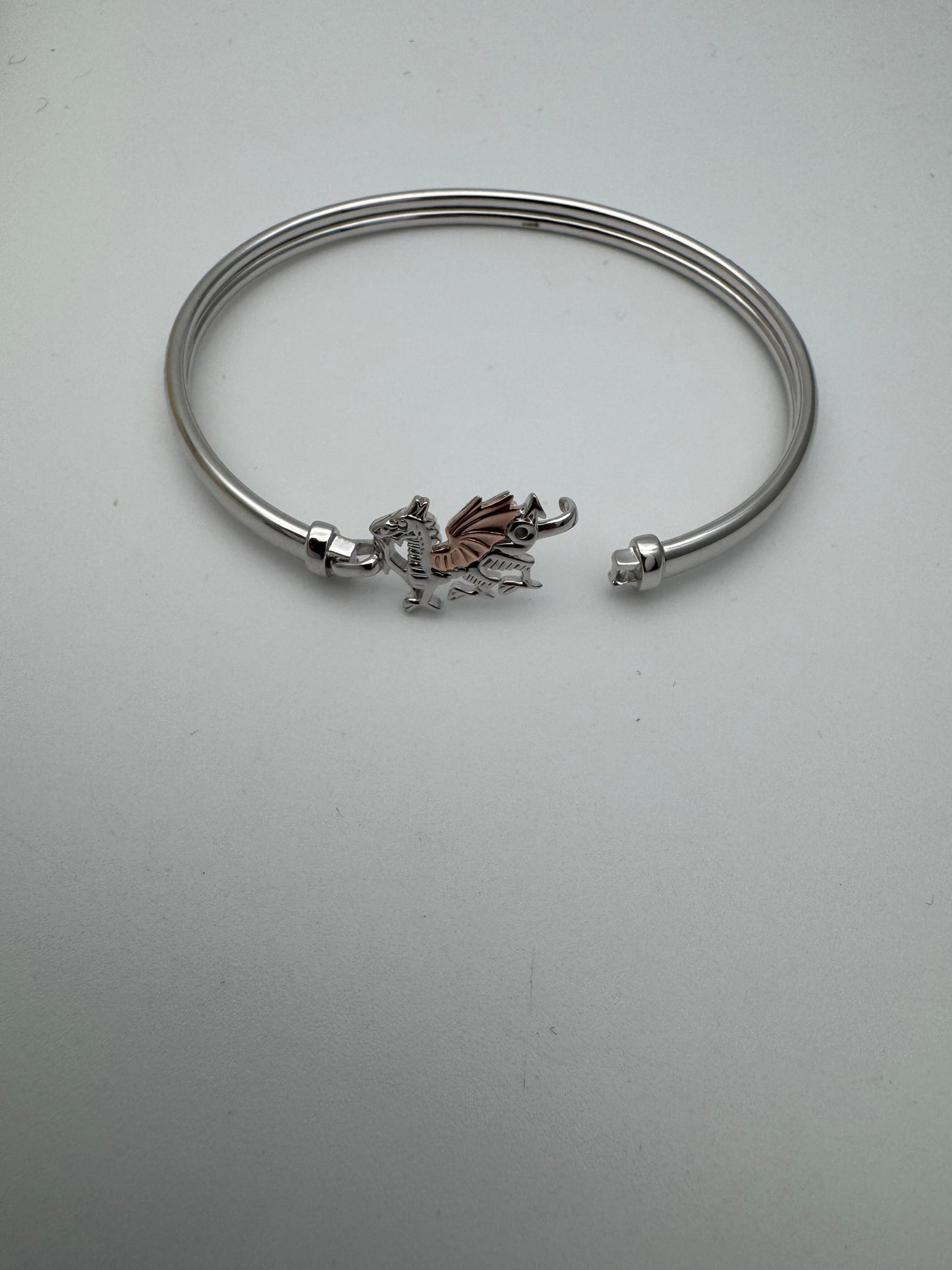 Clogau Sterling Silver & 9ct Rose Gold Welsh Dragon Bangle