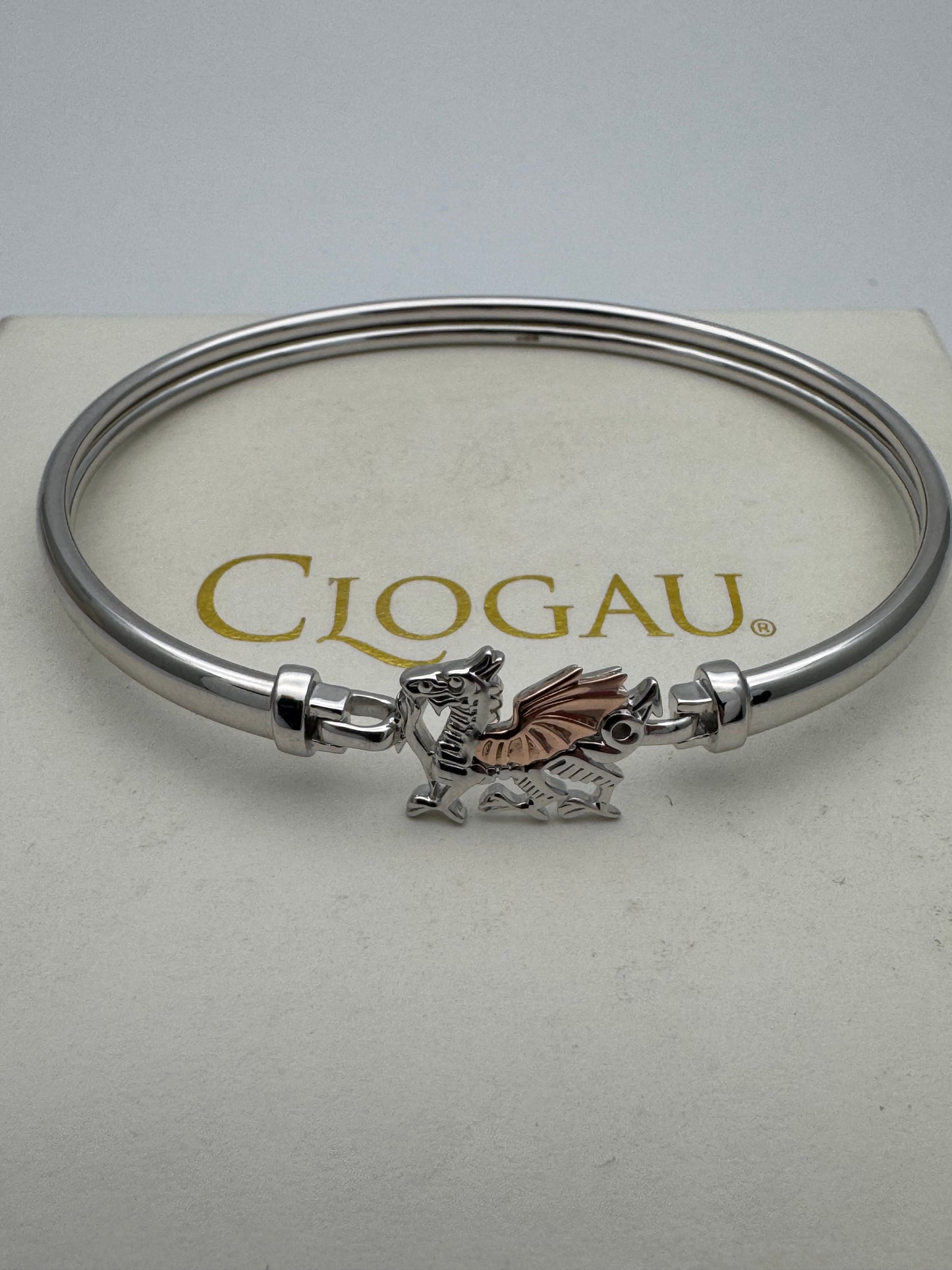 Clogau Sterling Silver & 9ct Rose Gold Welsh Dragon Bangle