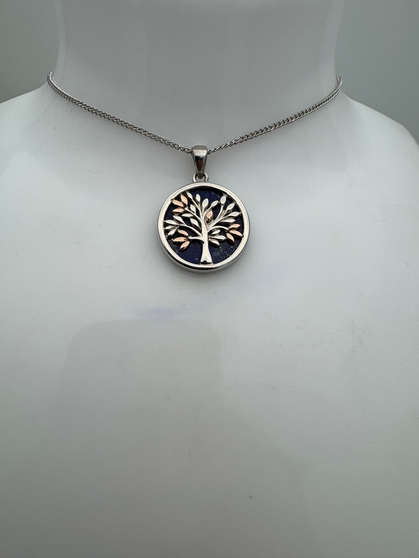 Clogau Sterling Silver & 9ct Rose Gold Tree of Life Lapis Lazuli Pendant