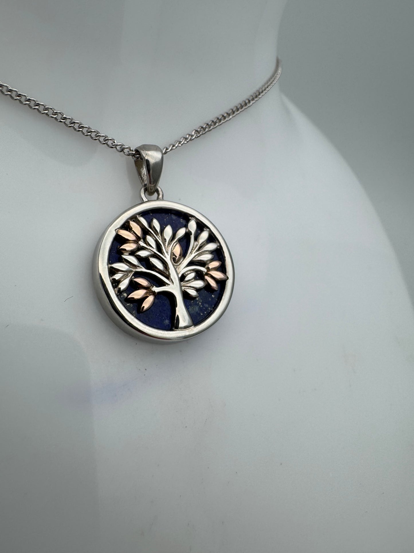 Clogau Sterling Silver & 9ct Rose Gold Tree of Life Lapis Lazuli Pendant