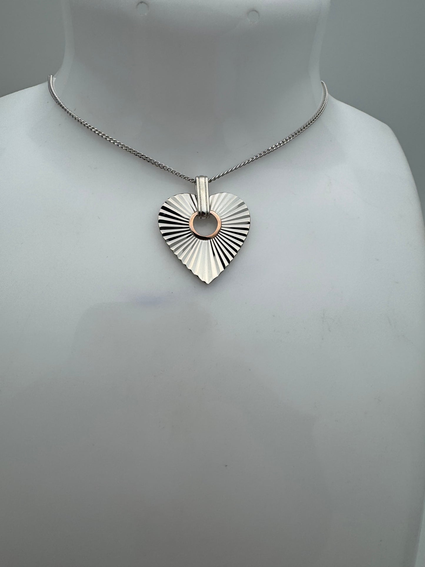 Clogau Sterling Silver & 9ct Rose Gold Cariad Horizon Heart Pendant RRP £179.00