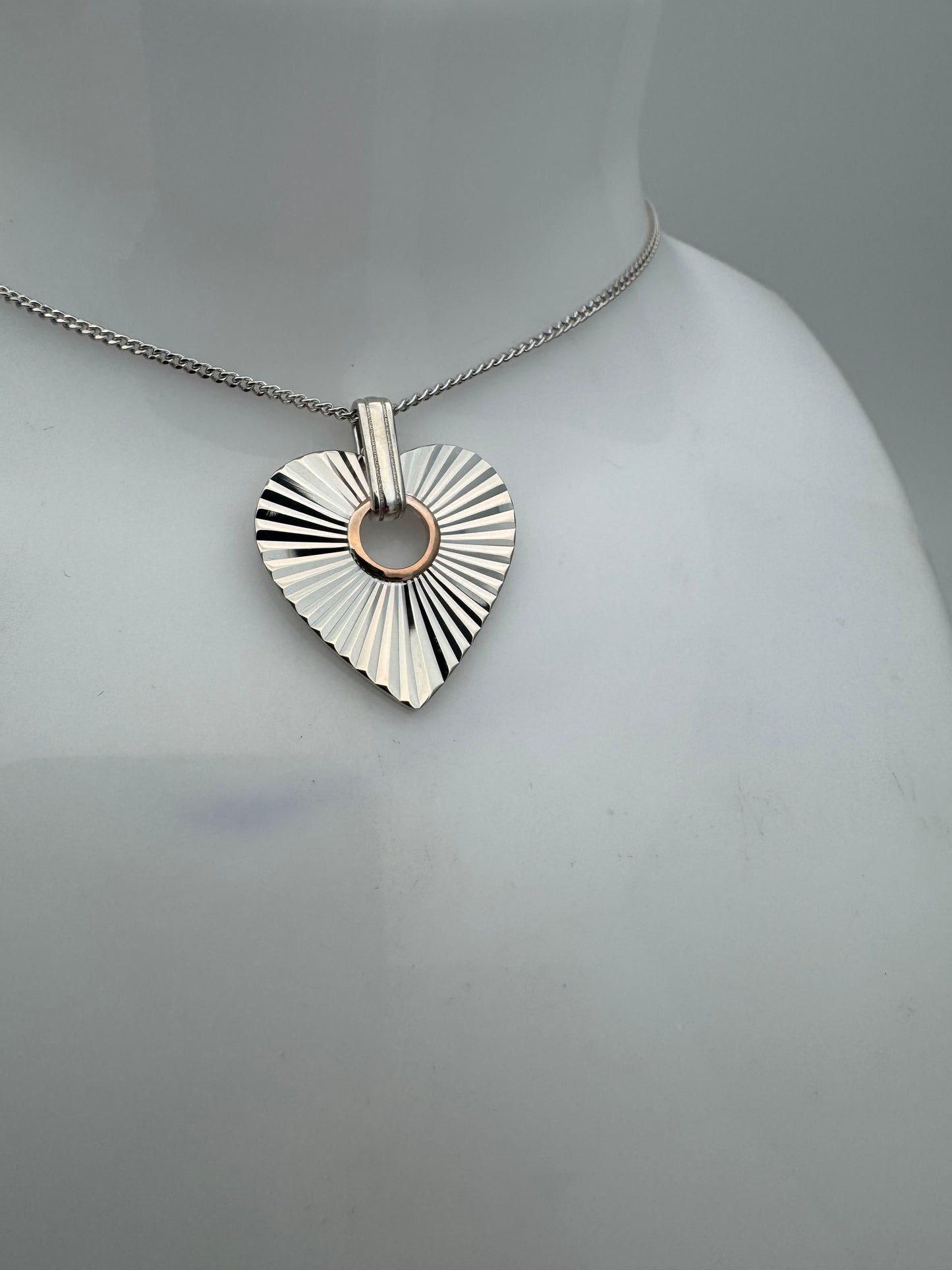 Clogau Sterling Silver & 9ct Rose Gold Cariad Horizon Heart Pendant RRP £179.00