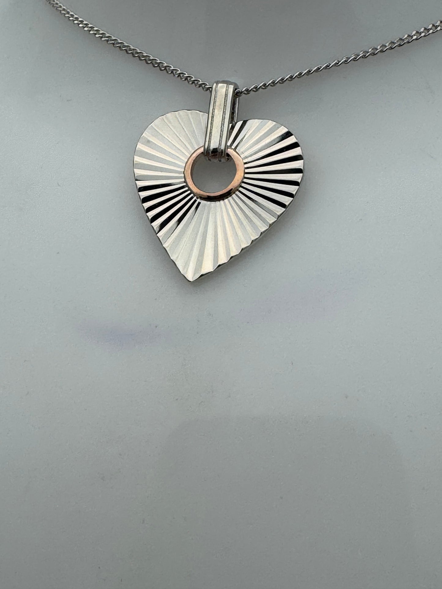 Clogau Sterling Silver & 9ct Rose Gold Cariad Horizon Heart Pendant RRP £179.00