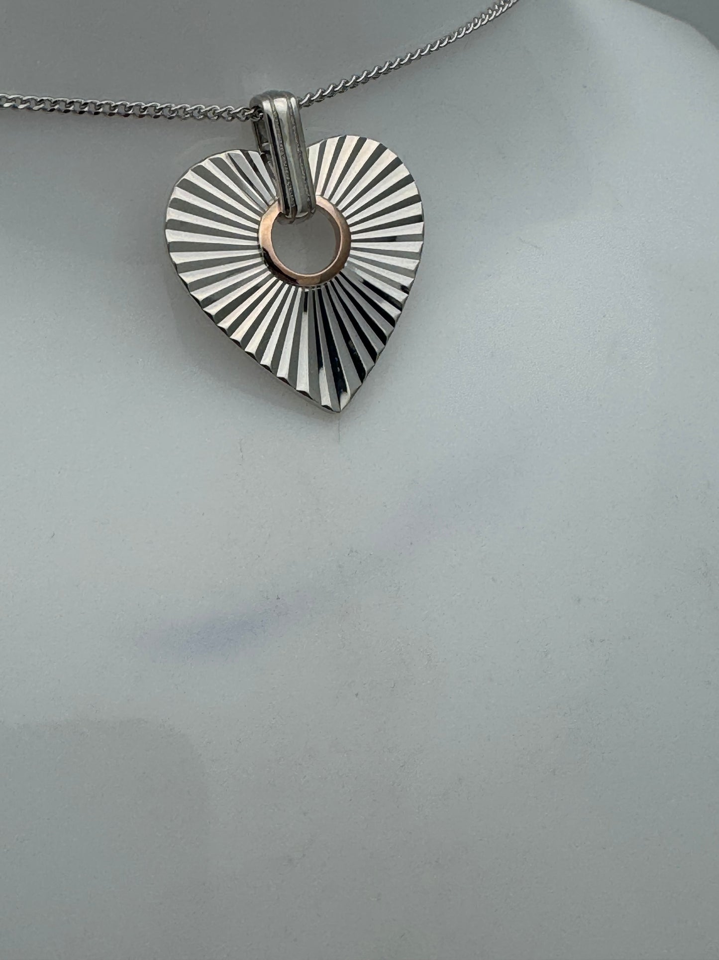 Clogau Sterling Silver & 9ct Rose Gold Cariad Horizon Heart Pendant RRP £179.00