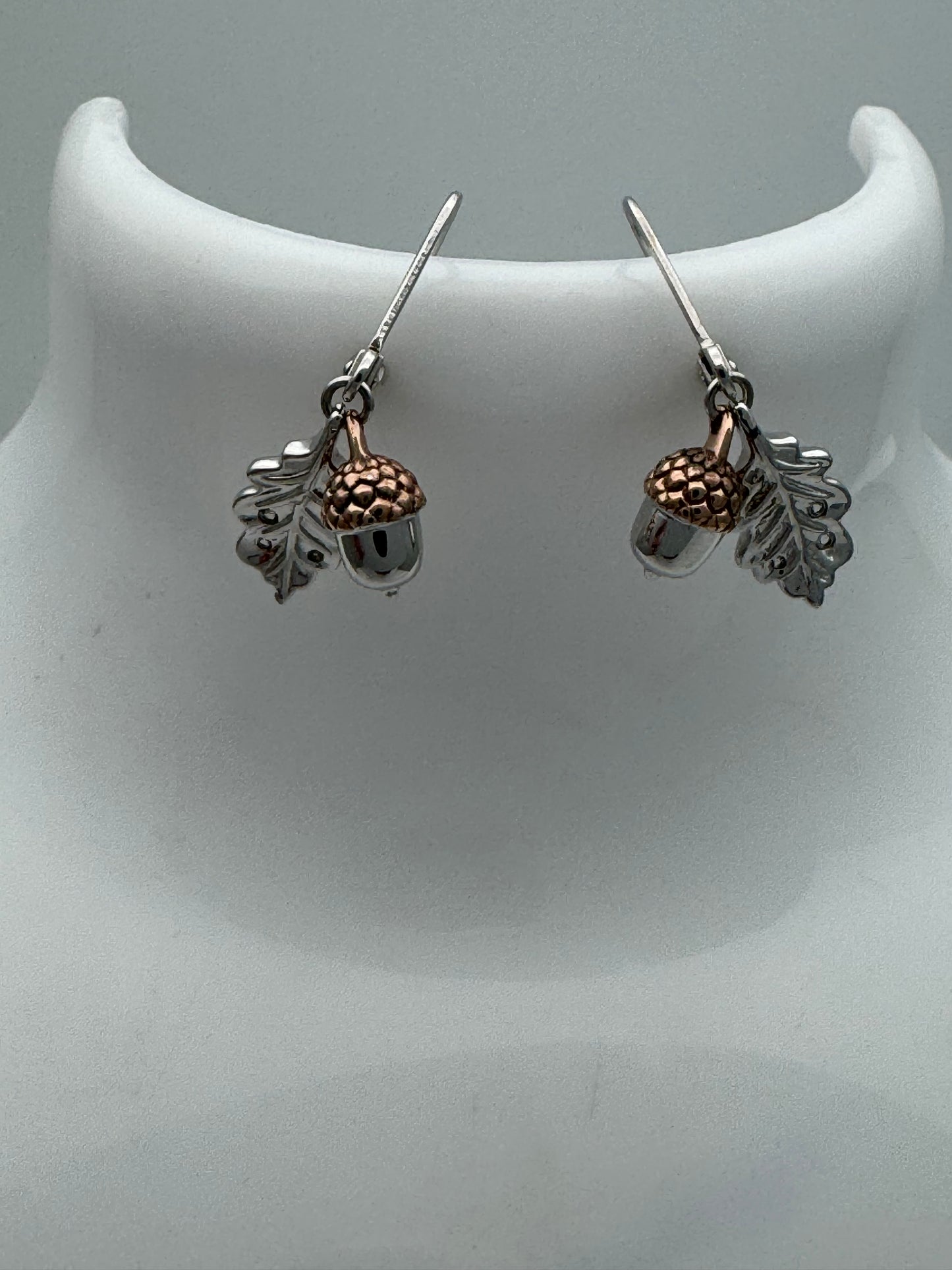Clogau Sterling Silver & 9ct Rose Gold Oak Leaf Topaz Drop Earrings RRP £239.00