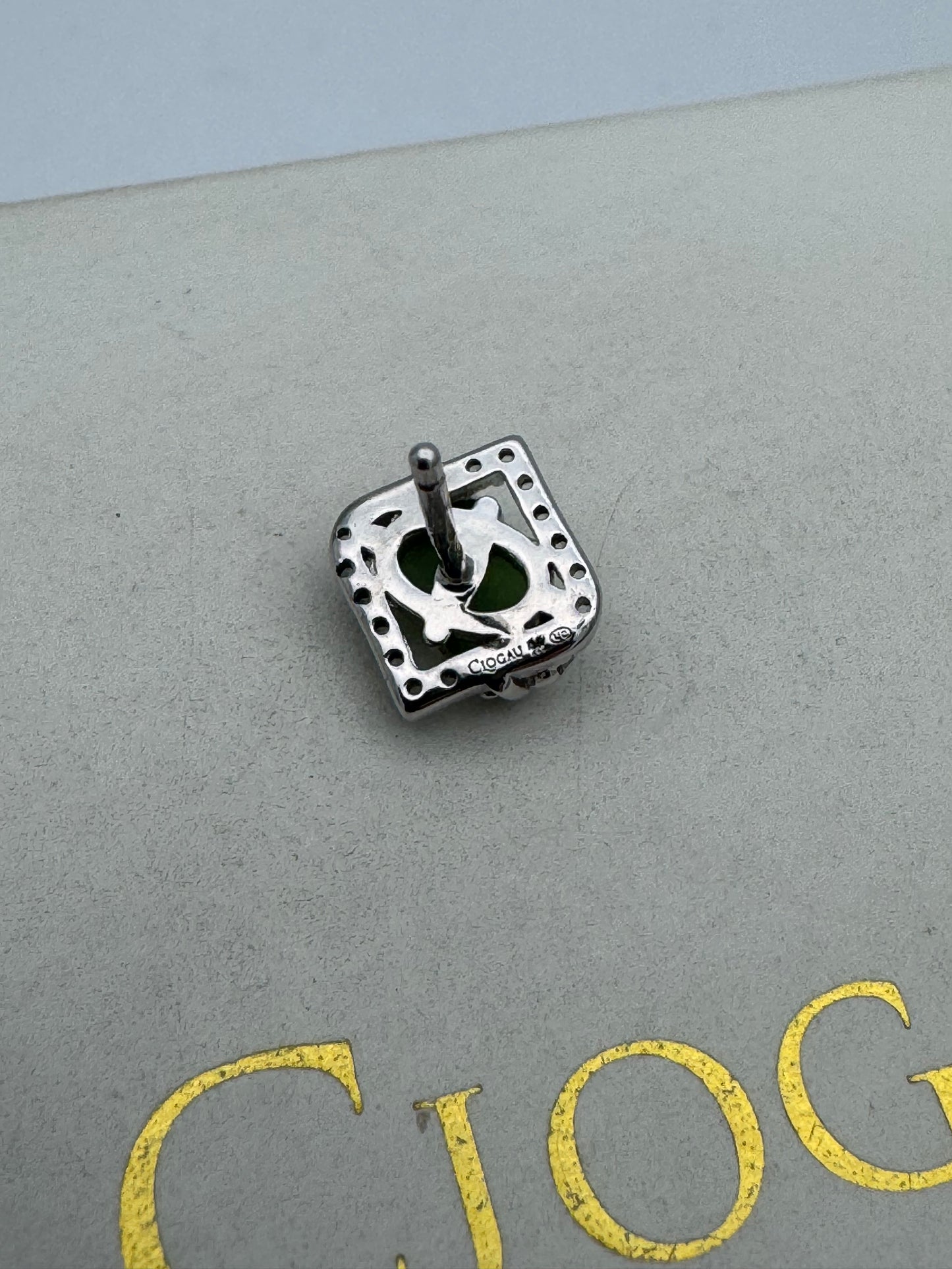 Clogau Sterling Silver & 9ct Rose Gold Ivy Leaf Green Jasper Stud Earrings RRP £179.00