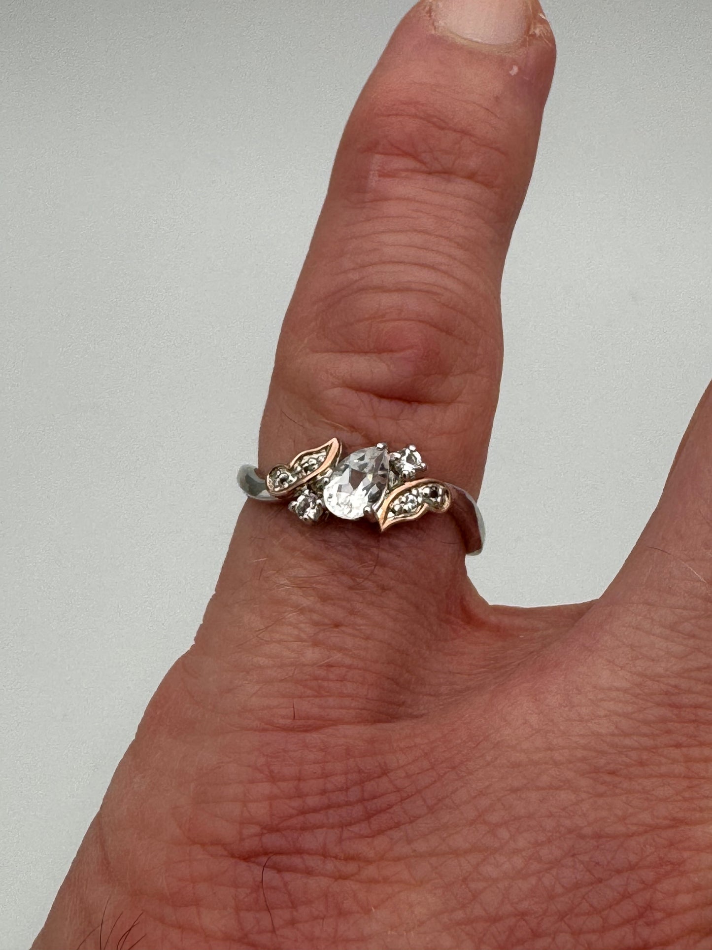 Clogau Sterling Silver & 9ct Rose Gold Kensington Fife Tiara Topaz Ring size N