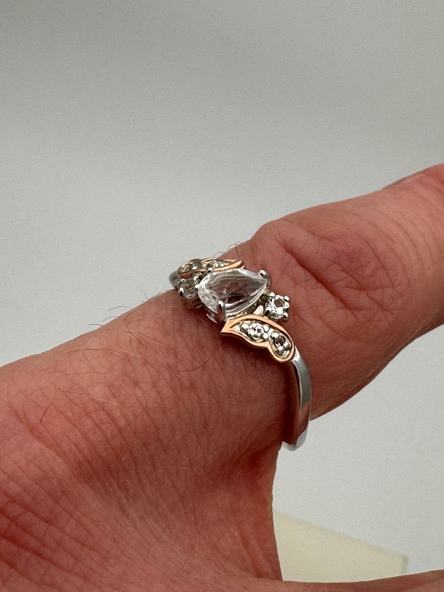 Clogau Sterling Silver & 9ct Rose Gold Kensington Fife Tiara Topaz Ring size N