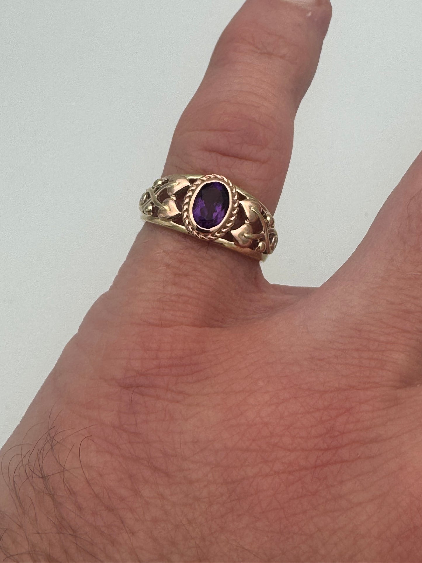 Clogau 9ct Gold Tree of Life Delphinium Amethyst Ring RRP £630.00 size N
