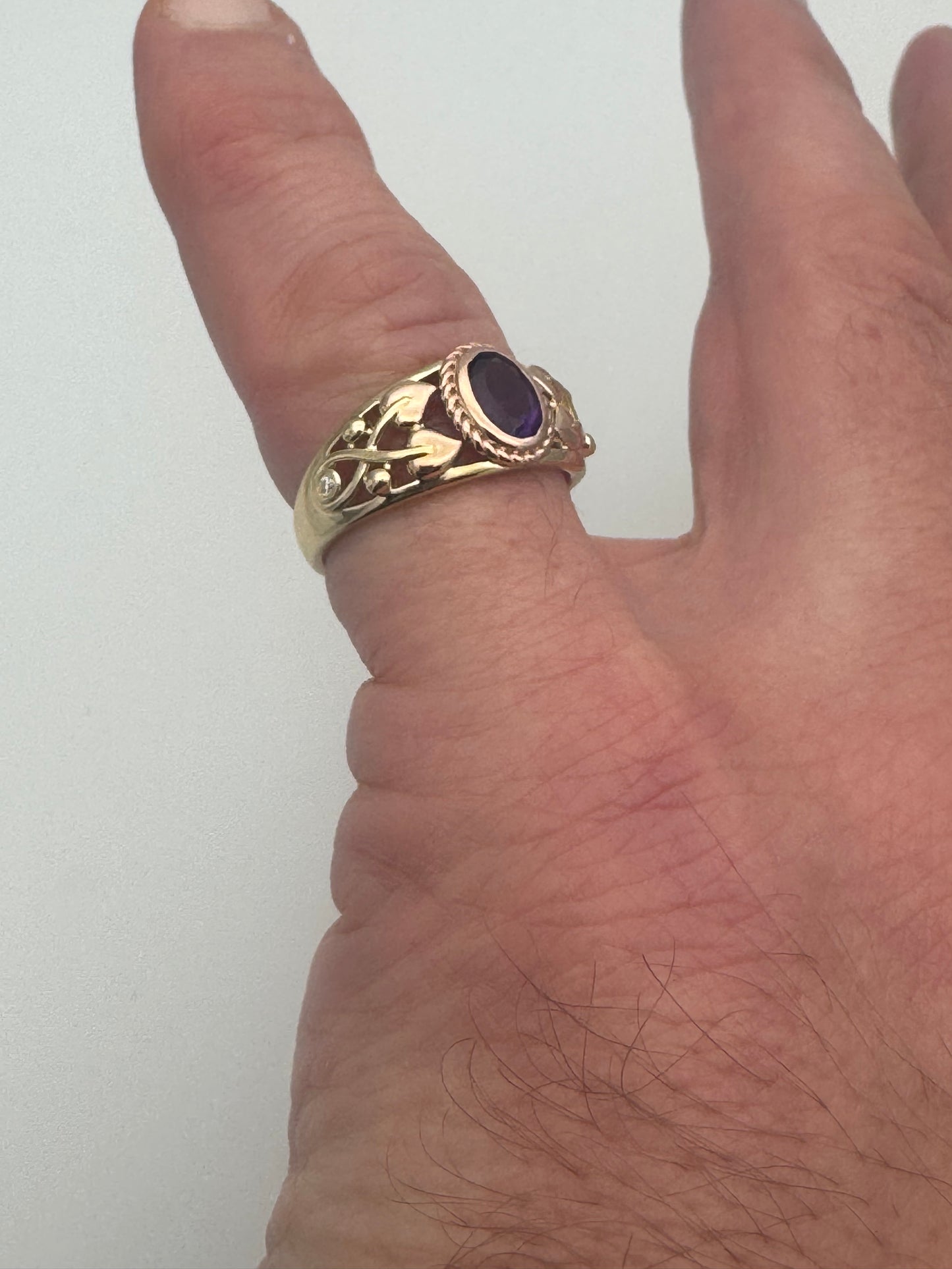 Clogau 9ct Gold Tree of Life Delphinium Amethyst Ring RRP £630.00 size N