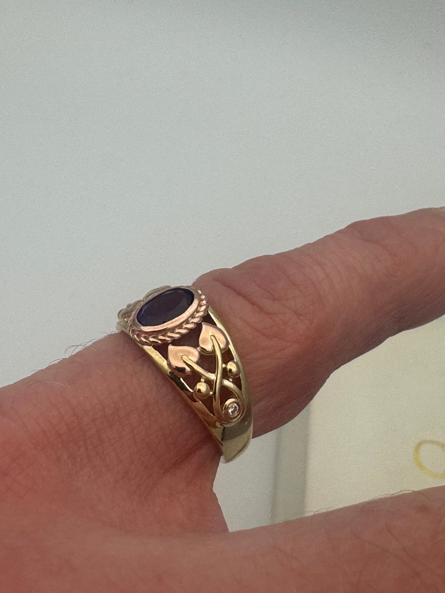 Clogau 9ct Gold Tree of Life Delphinium Amethyst Ring RRP £630.00 size N