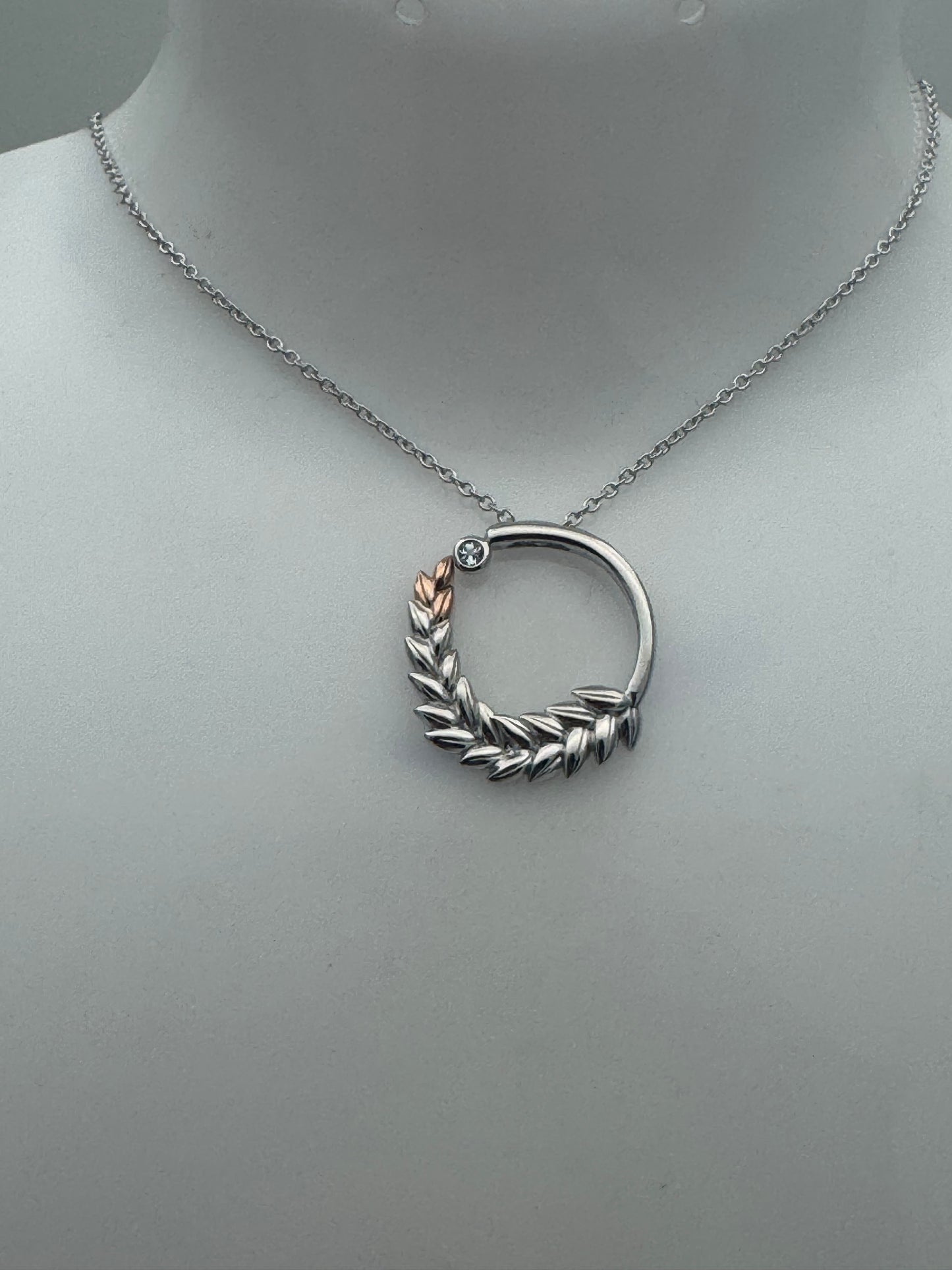 Clogau Sterling Silver & 9ct Rose Gold Lilibet Sky Blue Topaz Circular Pendant RRP £189.00