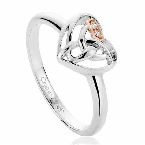 Clogau Sterling Silver & 9ct Rose Gold Eternal Love Diamond Heart Ring