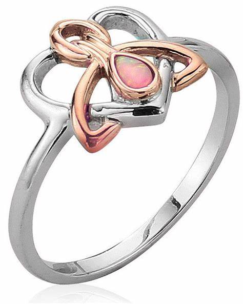 Clogau Sterling Silver & 9ct Rose Gold Dwynwen Opal Ring