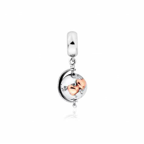 Clogau Sterling Silver & 9ct Rose Gold Globe Bead Charm