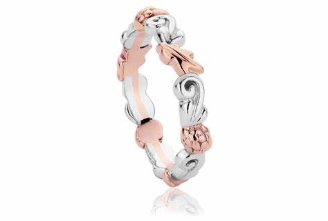 Clogau Sterling Silver & 9ct Rose Gold Royal Clogau Oak Ring size M