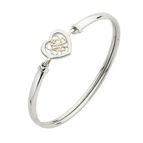 Clogau Sterling Silver & 9ct Rose Gold Welsh Royalty Heart Bangle (pre loved)