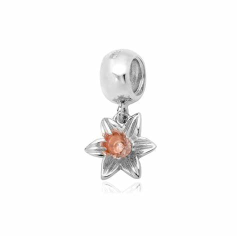 Clogau Sterling Silver & 9ct Rose Gold Daffodil Bead Charm