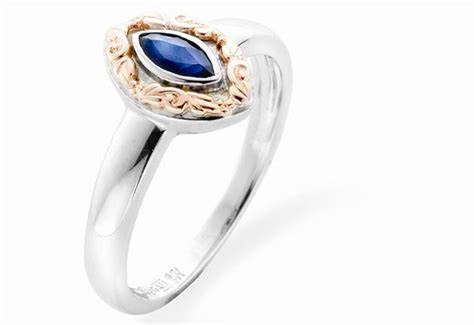 Clogau 9ct White & Rose Gold 'Lilibet' Blue Sapphire Ring