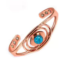 Pure Copper 6 Magnet Synthetic Turquoise Cuff Bangle
