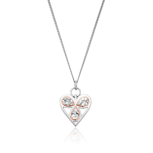 Clogau Sterling Silver & 9ct Rose Gold Heart of Wales Quartz Pendant