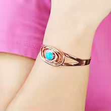 Pure Copper 6 Magnet Synthetic Turquoise Cuff Bangle