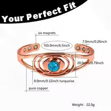 Pure Copper 6 Magnet Synthetic Turquoise Cuff Bangle
