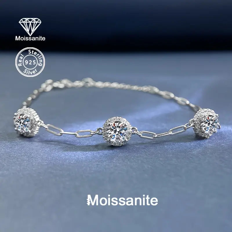Sterling Silver 1.5ct White Moissanite Bracelet