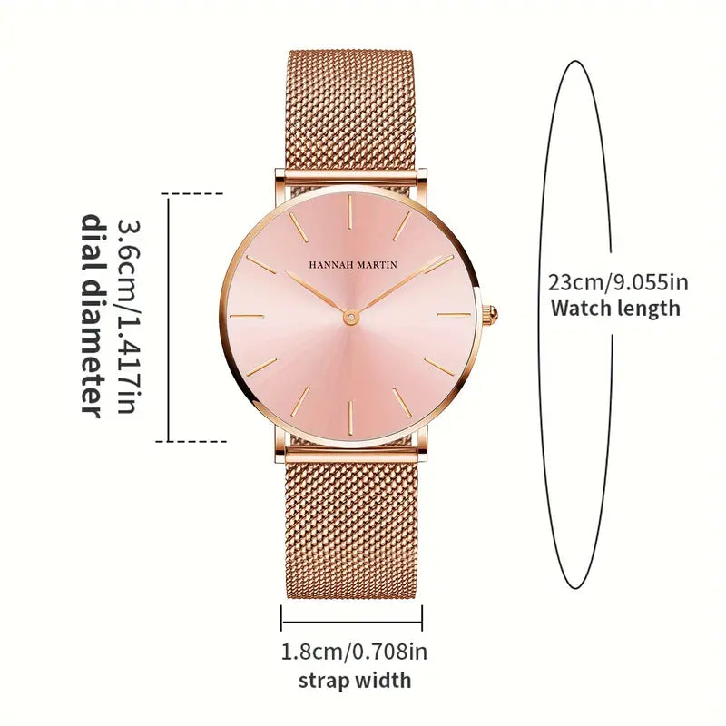 Hannah Martin Ladies Quartz Wrist Watch (All Rose Gold in Colour)