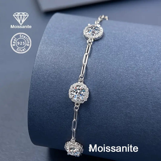 Sterling Silver 1.5ct White Moissanite Bracelet