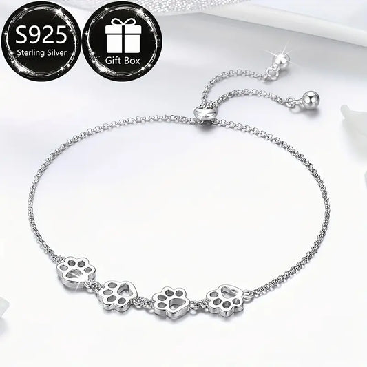 Sterling Silver Paw Prints Bracelet