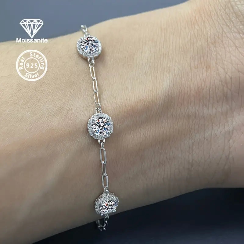 Sterling Silver 1.5ct White Moissanite Bracelet