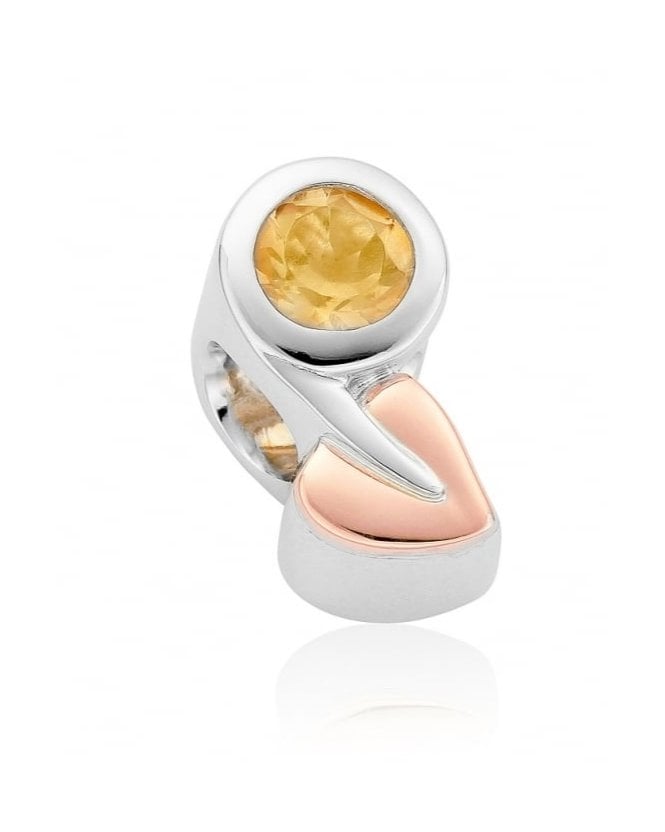 Clogau Sterling Silver & 9ct Rose Gold Citrine (November) Birth Stone Milestones Bead Charm