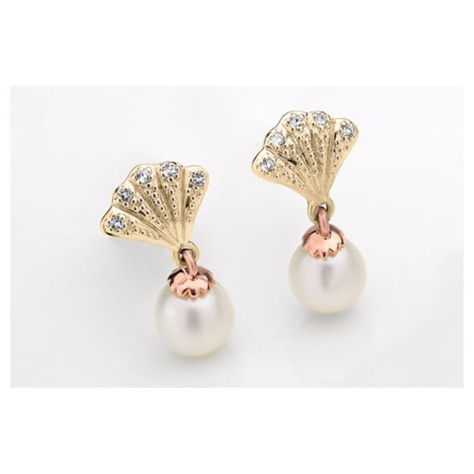 Clogau 9ct Yellow & Rose Gold Windsor Pearl & Topaz Earrings