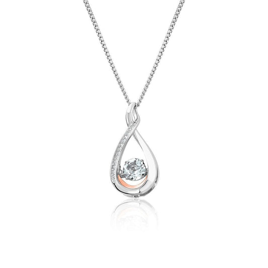 Clogau Sterling Silver & 9ct Rose Gold Eternity White Topaz Pendant