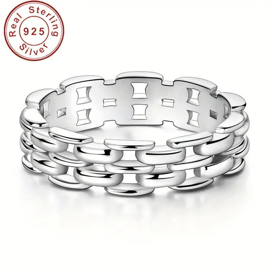 Sterling Silver Unisex 5mm Chain Link Ring size R