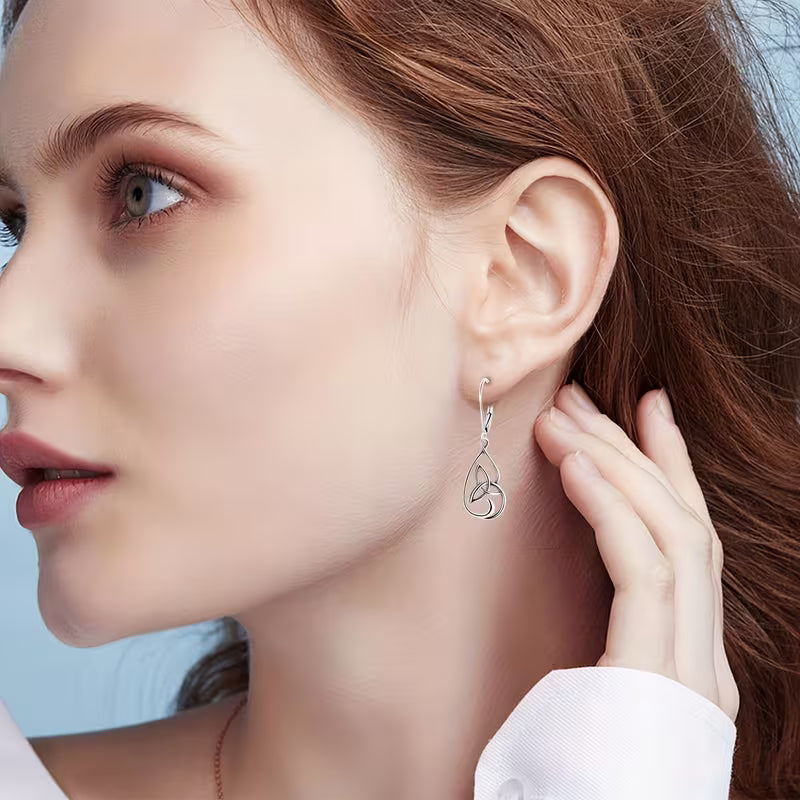 Sterling Silver Celtic Knot Teardrop Drop Earrings