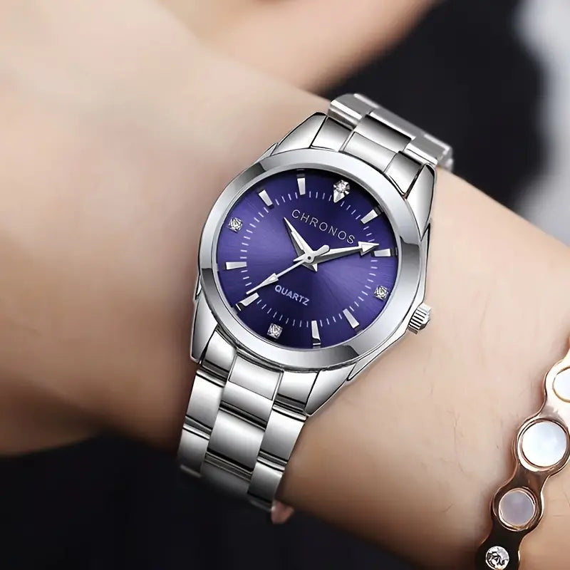 Chronos Ladies Stainless Steel Quartz Purple Dial Luminous Wrist Watch