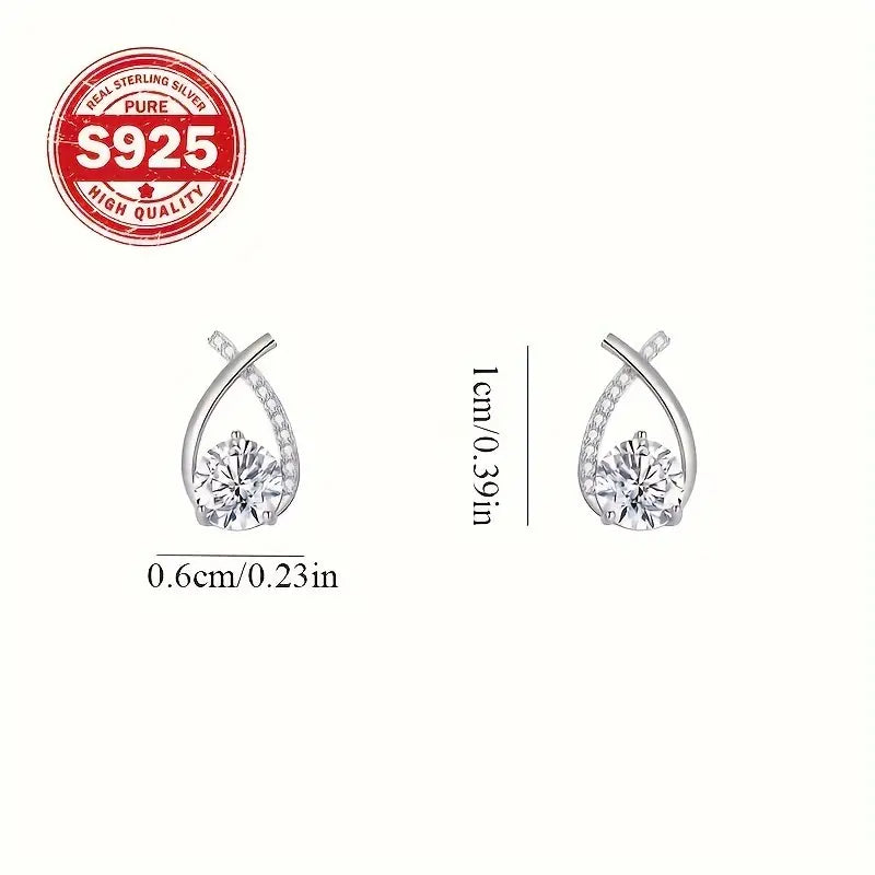 Sterling Silver Cubic Zirconia Fishtail Stud Earrings