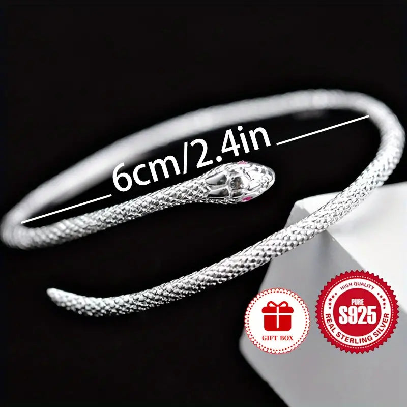 Sterling Silver Snake Cuff Bangle