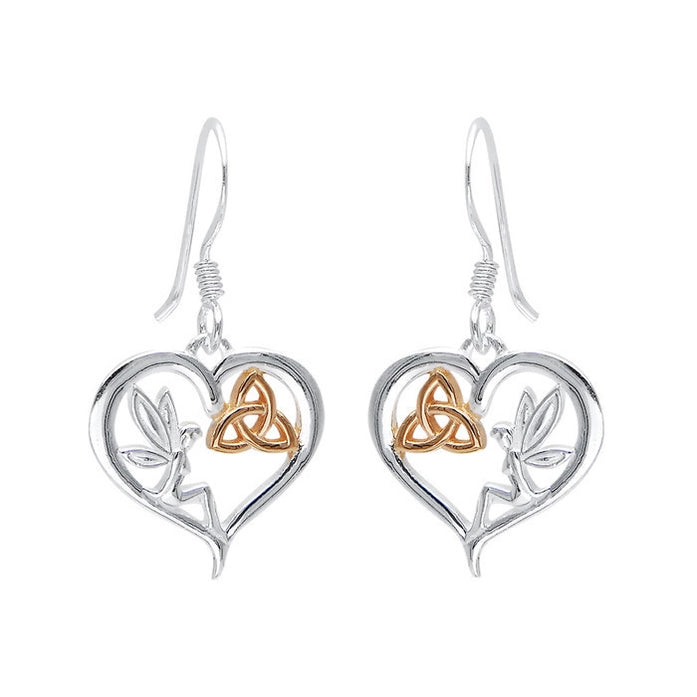 Sterling Silver Fairy Trinity Heart Drop Earrings