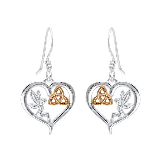 Sterling Silver Fairy Trinity Heart Drop Earrings