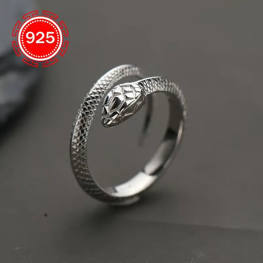 925 Sterling Silver Snake Wrap Ring (Adjustable)