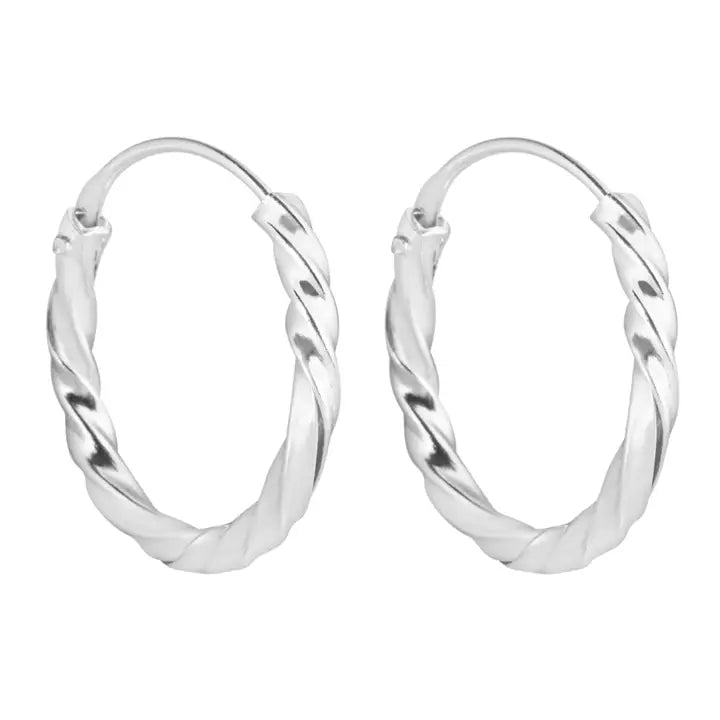 Sterling Silver 16mm Twist Hoop Earrings