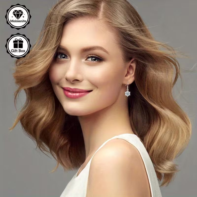 Sterling Silver 0.5ct White Moissanite Snowflake Hook Drop Earrings